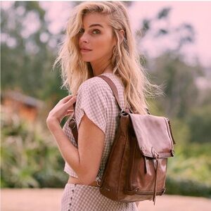 The Sak Leather Backpack in Chestnut Brown